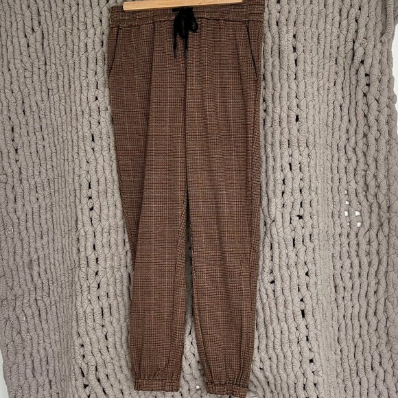 Jogger Style Dress Pants (2 pairs) Black/White Checked & Brown/Beige Tartan (M) - Picture 11 of 15